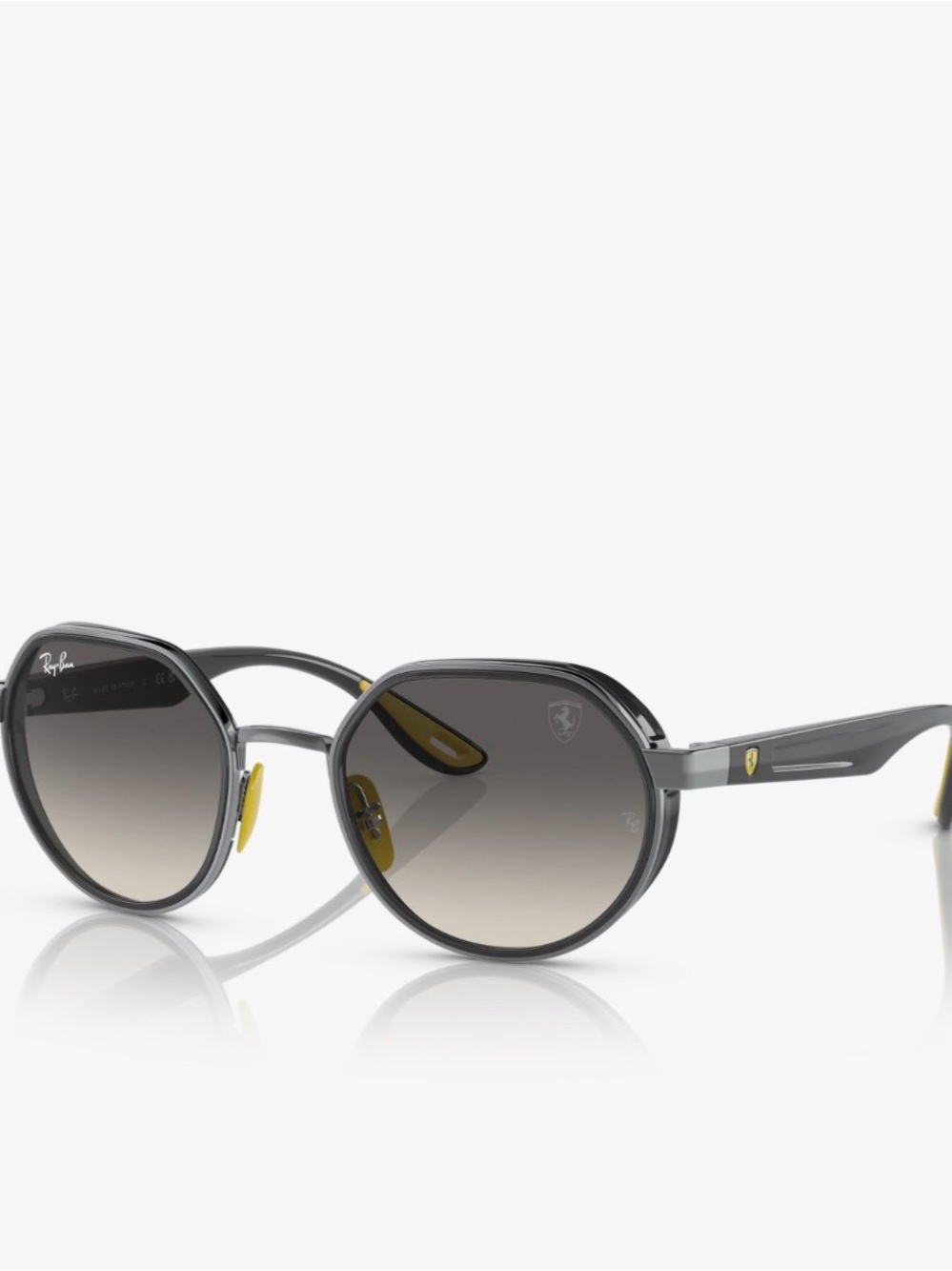 Ray-Ban Women's Gray Gradient Round Sunglasses with Yellow Accents
